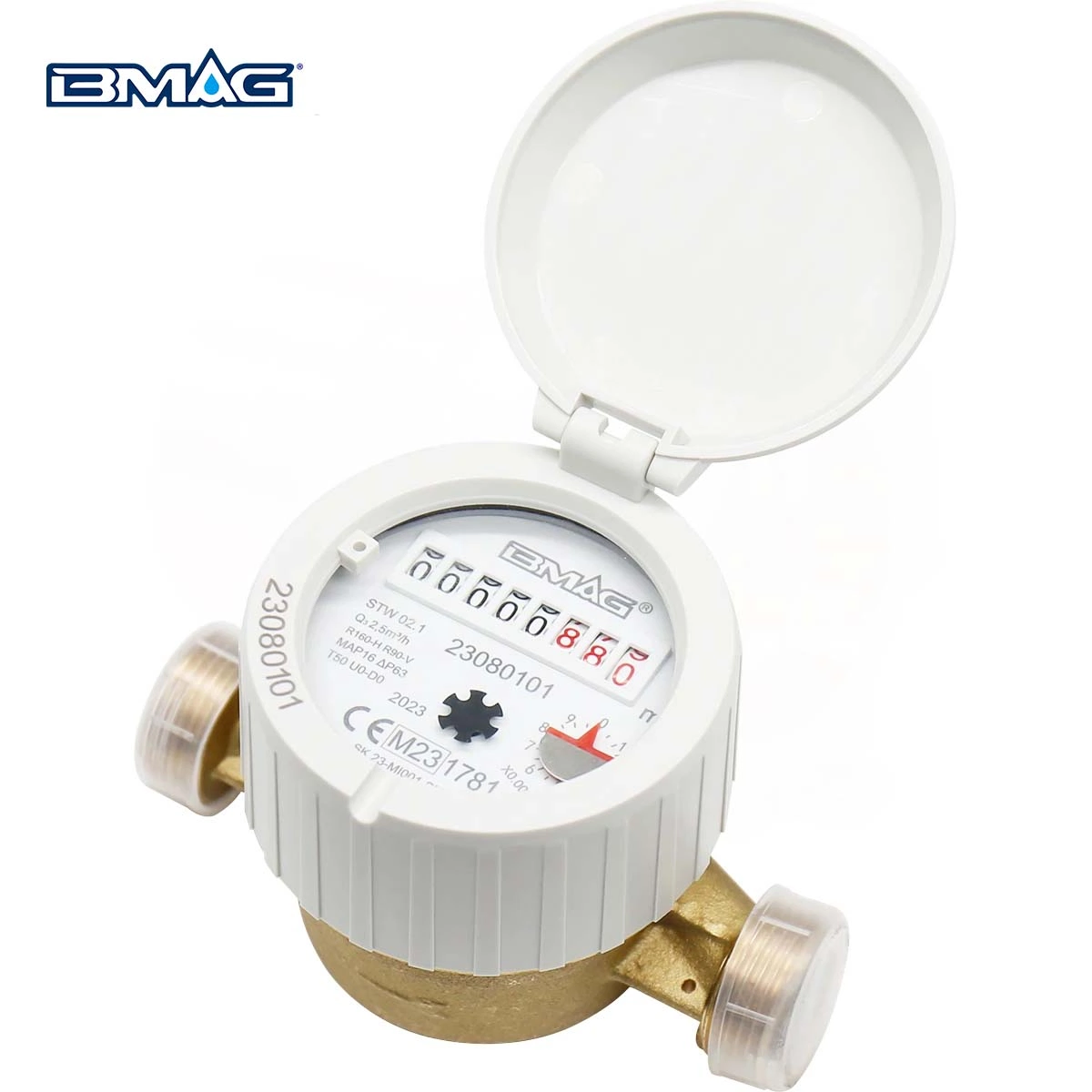 BMAG STW02.1 Brass single jet water meter R160 IP68 360 rotating dial copper register cup DN15 (5)