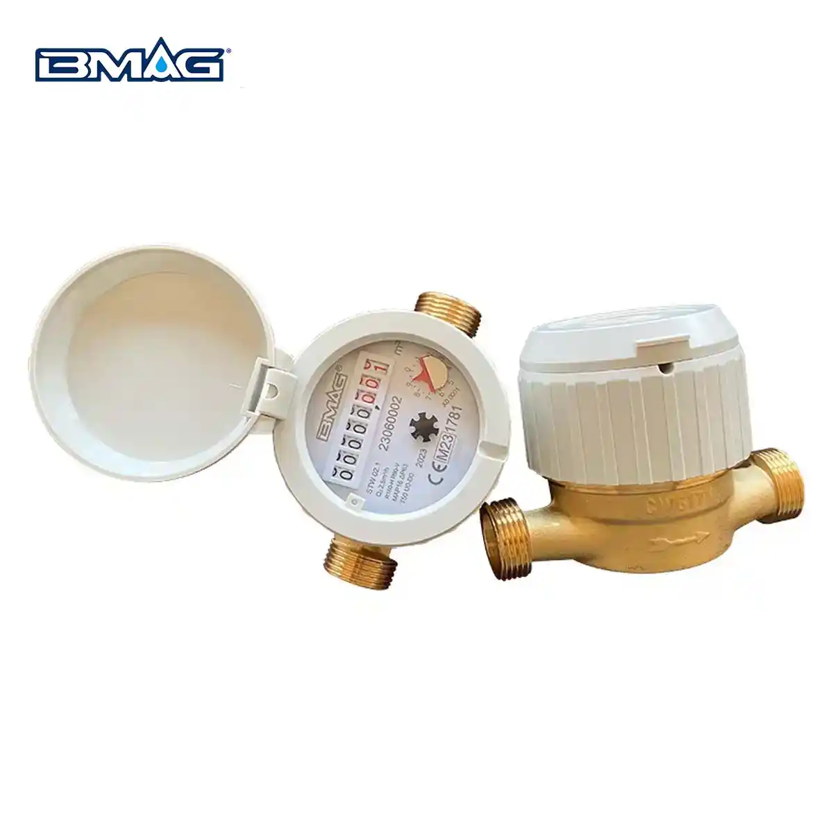 BMAG STW02.1 Brass single jet water meter R160 IP68 360 rotating dial copper register cup DN15 (9)