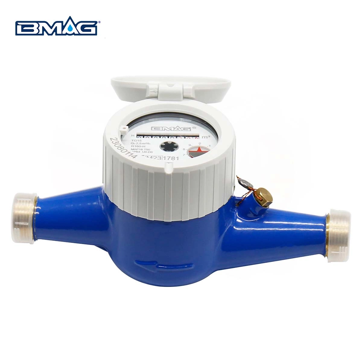 BMAG TG BRASS MULTI JET WATER METER with 360° roating R160 IP68 with copper register cup DN15 190mm (4)