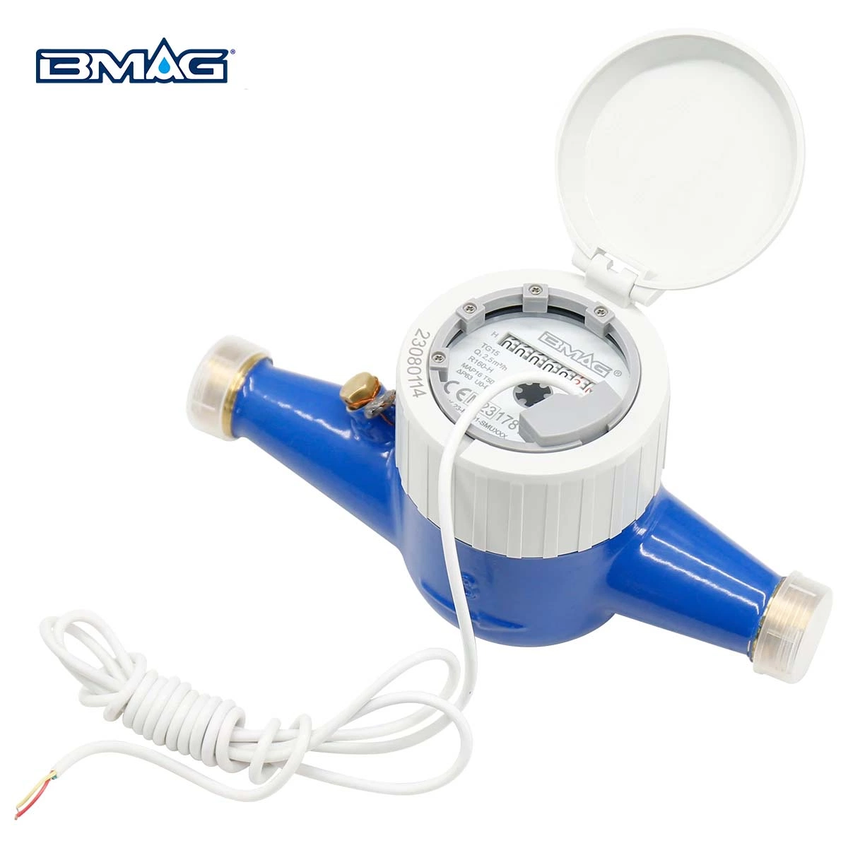 BMAG TG BRASS MULTI JET WATER METER with pulse line 360° roating dial R160 IP68 with copper register cup DN15 190mm (6)