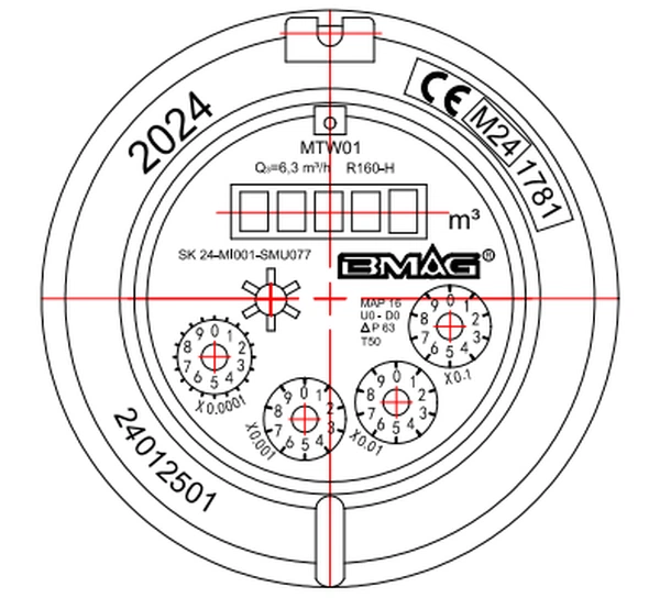 MTW DN25 Water Meter Dial Plate