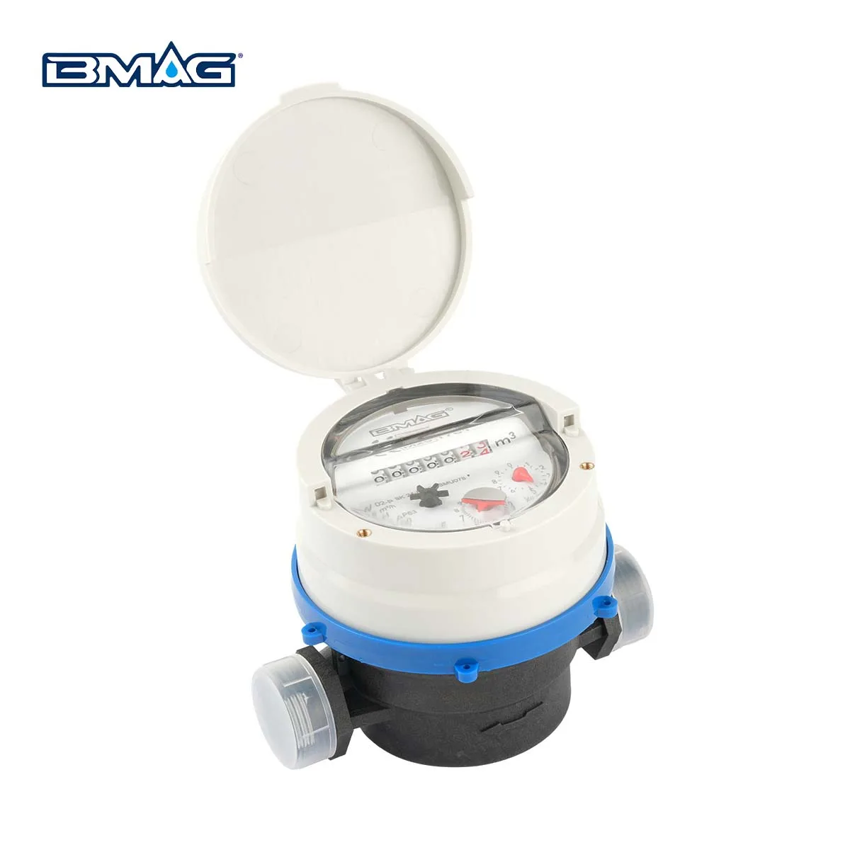Inclined Dial Single Jet Plastic Water Meter 360 Rotating STW02-P - BMAG Meter