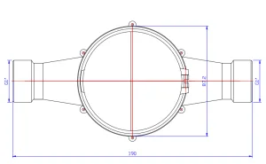 Inclined Dial Volumetric Brass Water Meter LHC-165 - BMAG Meter Dimension2